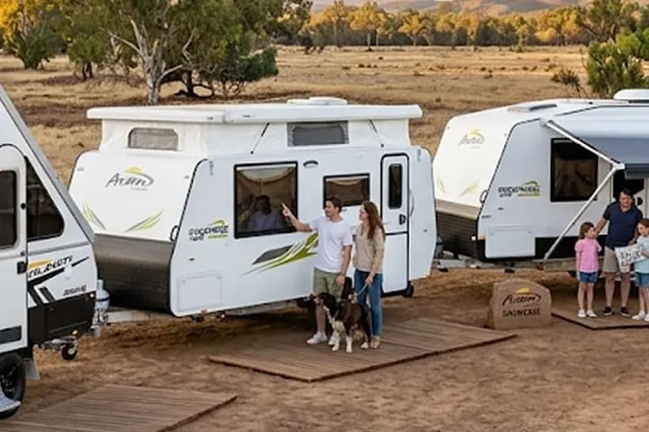 Avan campers and caravans at an outback campsite